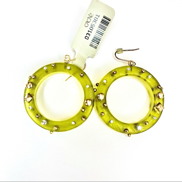 NWT Cache Lime Green & Gold Necklace & Earring Set - Picture 3 of 3